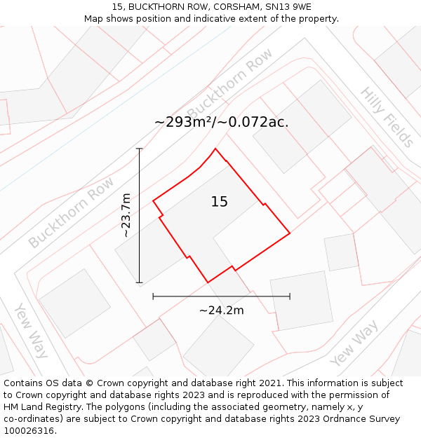 15, BUCKTHORN ROW, CORSHAM, SN13 9WE: Plot and title map