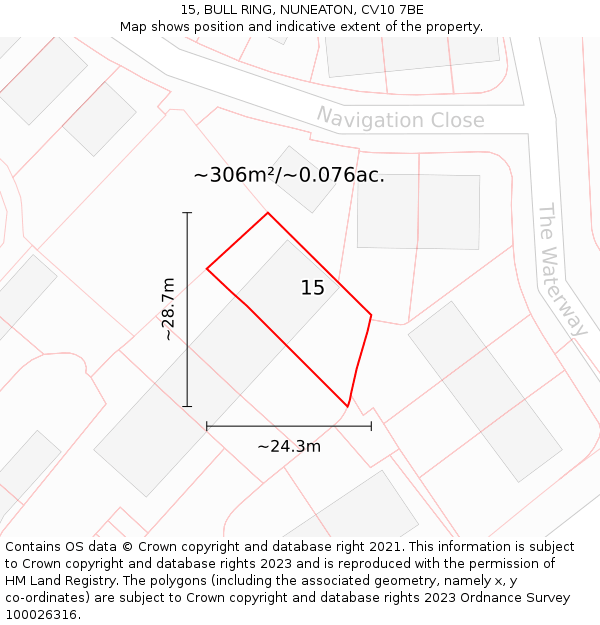 15, BULL RING, NUNEATON, CV10 7BE: Plot and title map