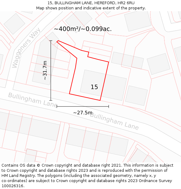 15, BULLINGHAM LANE, HEREFORD, HR2 6RU: Plot and title map