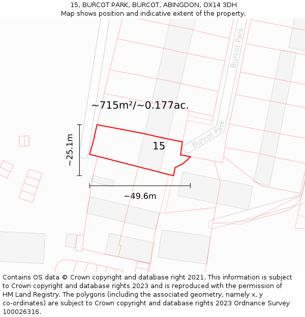 15, BURCOT PARK, BURCOT, ABINGDON, OX14 3DH: Plot and title map
