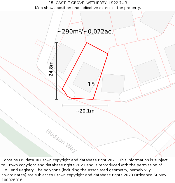 15, CASTLE GROVE, WETHERBY, LS22 7UB: Plot and title map