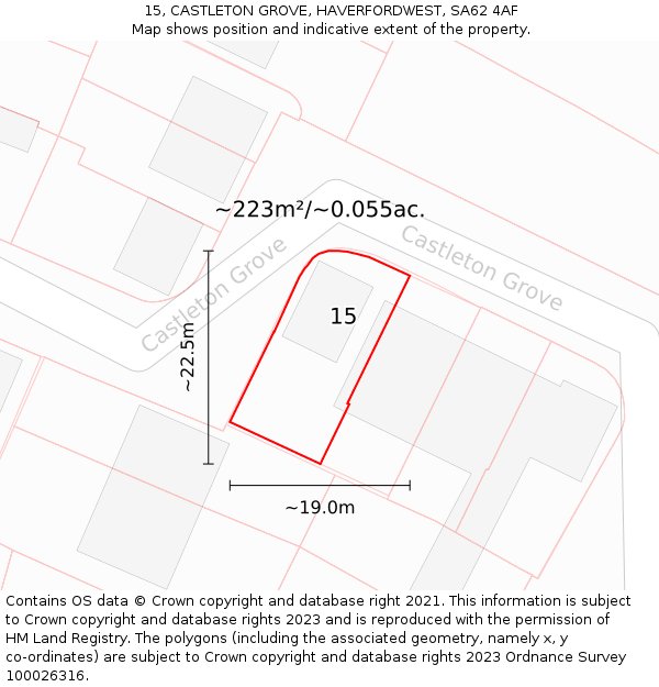15, CASTLETON GROVE, HAVERFORDWEST, SA62 4AF: Plot and title map