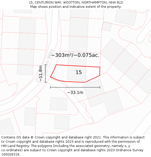 15, CENTURION WAY, WOOTTON, NORTHAMPTON, NN4 6LD: Plot and title map