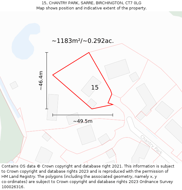 15, CHANTRY PARK, SARRE, BIRCHINGTON, CT7 0LG: Plot and title map