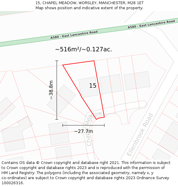 15, CHAPEL MEADOW, WORSLEY, MANCHESTER, M28 1ET: Plot and title map