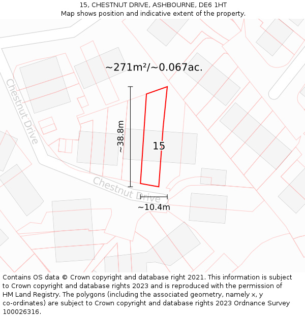 15, CHESTNUT DRIVE, ASHBOURNE, DE6 1HT: Plot and title map