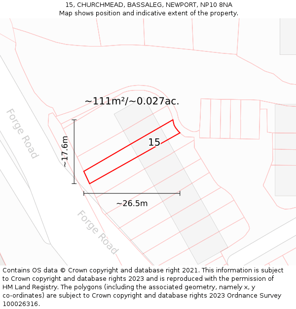 15, CHURCHMEAD, BASSALEG, NEWPORT, NP10 8NA: Plot and title map