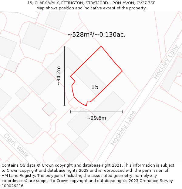 15, CLARK WALK, ETTINGTON, STRATFORD-UPON-AVON, CV37 7SE: Plot and title map