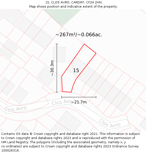 15, CLOS AVRO, CARDIFF, CF24 2HN: Plot and title map