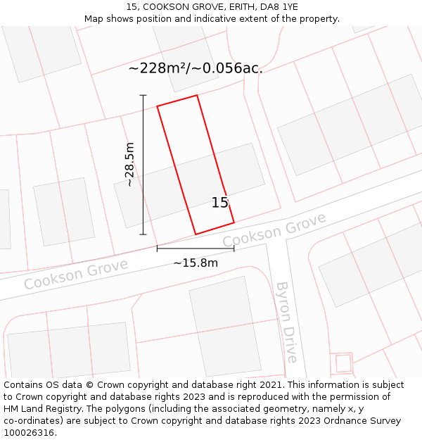 15, COOKSON GROVE, ERITH, DA8 1YE: Plot and title map