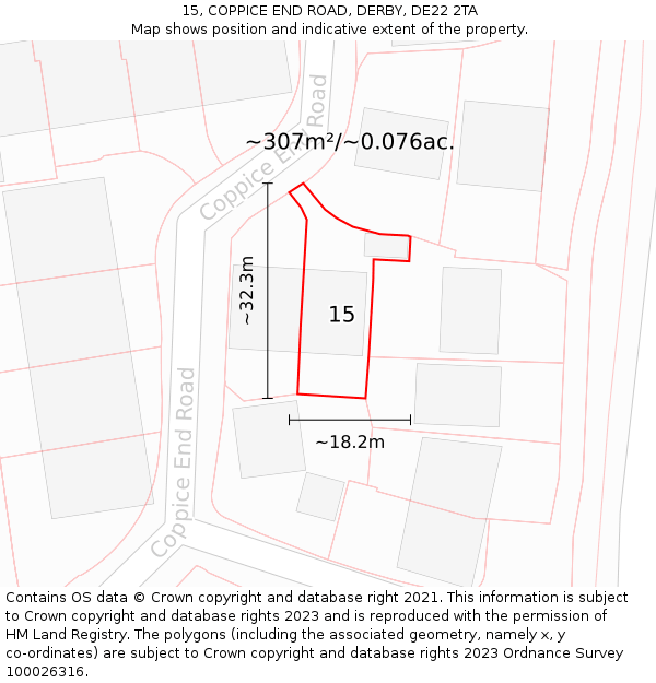 15, COPPICE END ROAD, DERBY, DE22 2TA: Plot and title map