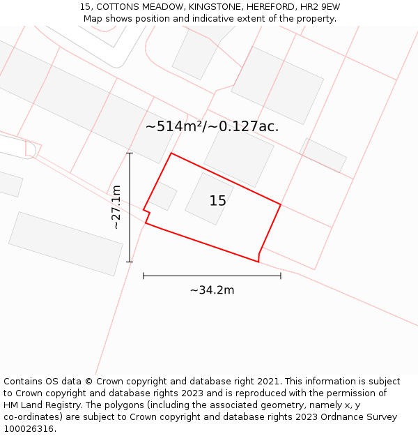 15, COTTONS MEADOW, KINGSTONE, HEREFORD, HR2 9EW: Plot and title map