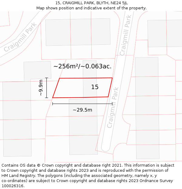 15, CRAIGMILL PARK, BLYTH, NE24 5JL: Plot and title map