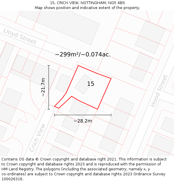15, CRICH VIEW, NOTTINGHAM, NG5 4BS: Plot and title map