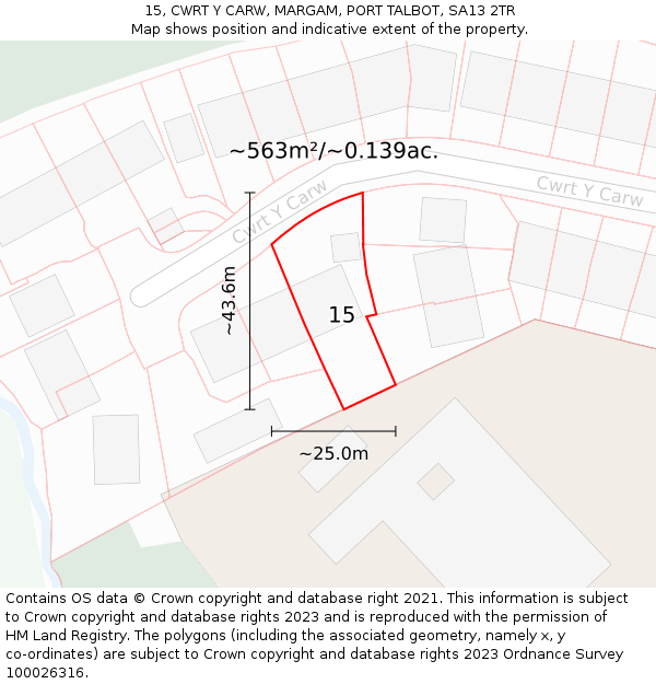 15, CWRT Y CARW, MARGAM, PORT TALBOT, SA13 2TR: Plot and title map