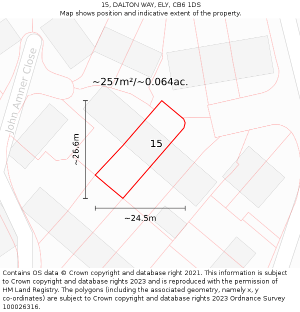 15, DALTON WAY, ELY, CB6 1DS: Plot and title map