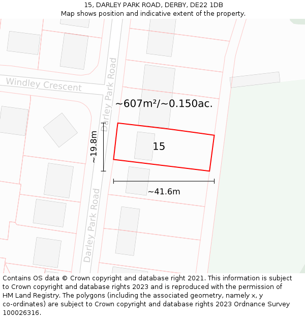 15, DARLEY PARK ROAD, DERBY, DE22 1DB: Plot and title map