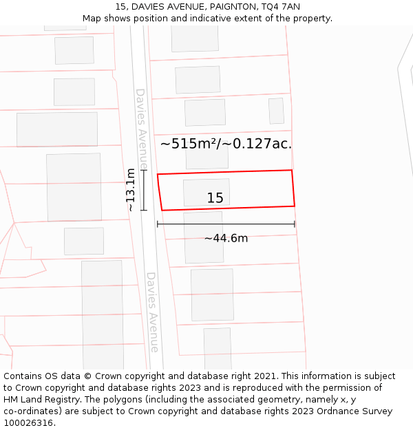 15, DAVIES AVENUE, PAIGNTON, TQ4 7AN: Plot and title map