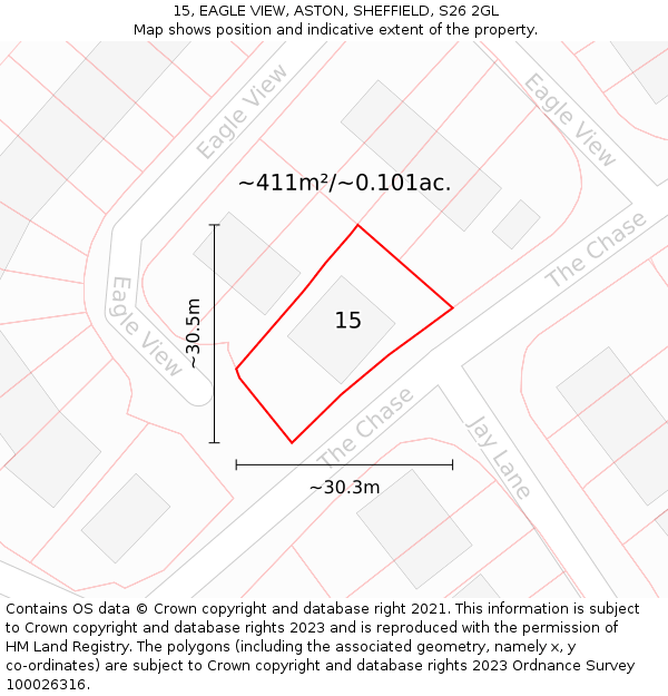 15, EAGLE VIEW, ASTON, SHEFFIELD, S26 2GL: Plot and title map
