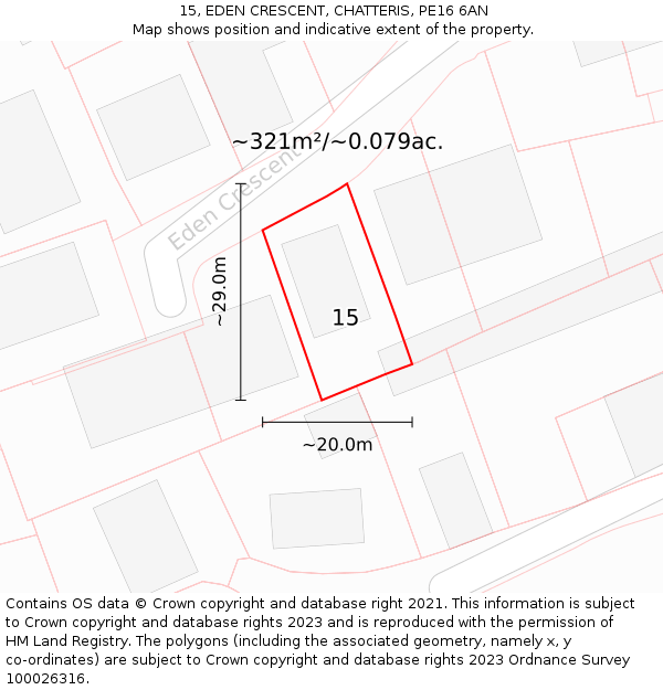 15, EDEN CRESCENT, CHATTERIS, PE16 6AN: Plot and title map