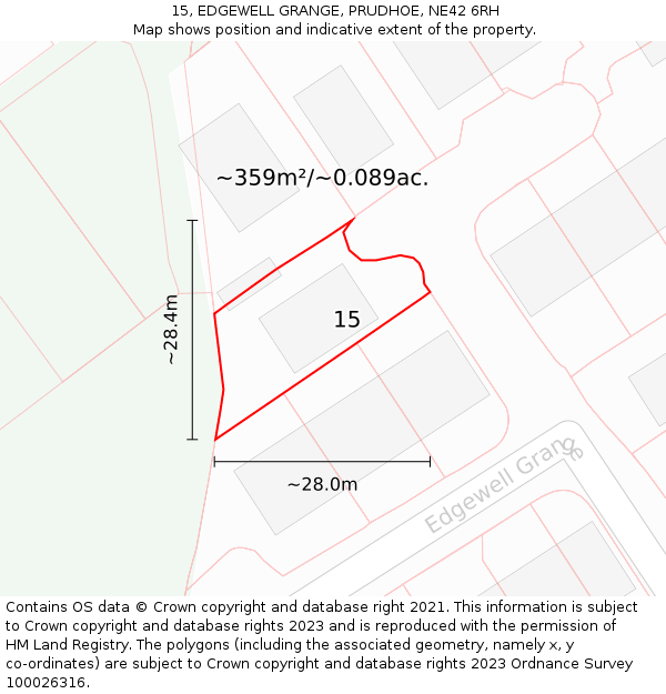 15, EDGEWELL GRANGE, PRUDHOE, NE42 6RH: Plot and title map