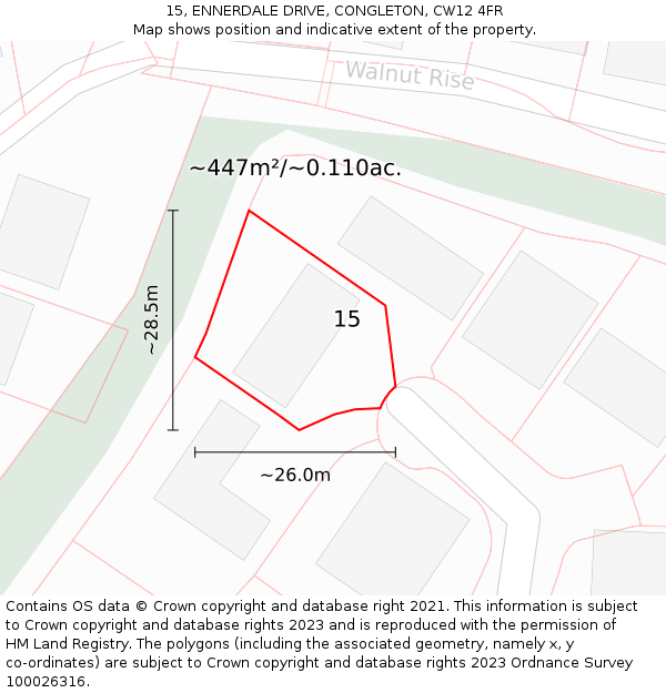 15, ENNERDALE DRIVE, CONGLETON, CW12 4FR: Plot and title map