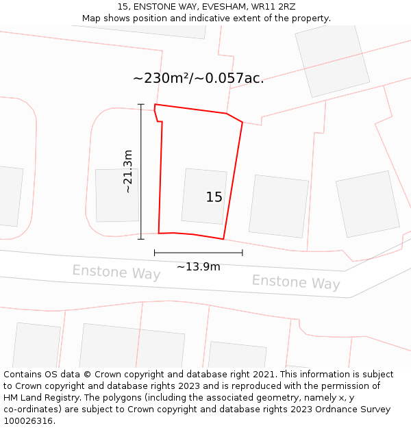 15, ENSTONE WAY, EVESHAM, WR11 2RZ: Plot and title map