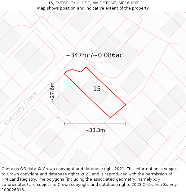 15, EVERSLEY CLOSE, MAIDSTONE, ME16 0RZ: Plot and title map