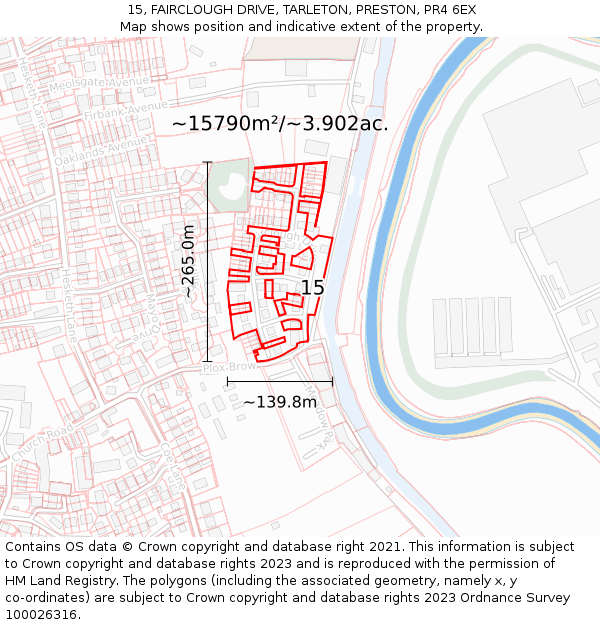 15, FAIRCLOUGH DRIVE, TARLETON, PRESTON, PR4 6EX: Plot and title map