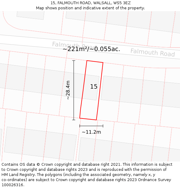 15, FALMOUTH ROAD, WALSALL, WS5 3EZ: Plot and title map