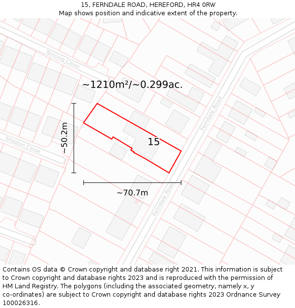 15, FERNDALE ROAD, HEREFORD, HR4 0RW: Plot and title map