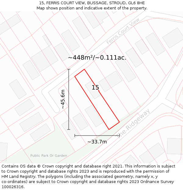 15, FERRIS COURT VIEW, BUSSAGE, STROUD, GL6 8HE: Plot and title map