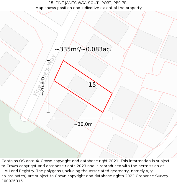 15, FINE JANES WAY, SOUTHPORT, PR9 7RH: Plot and title map
