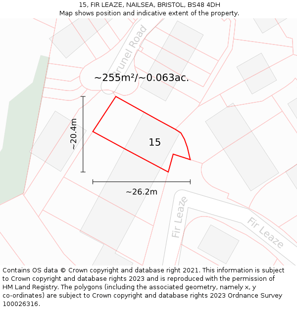 15, FIR LEAZE, NAILSEA, BRISTOL, BS48 4DH: Plot and title map