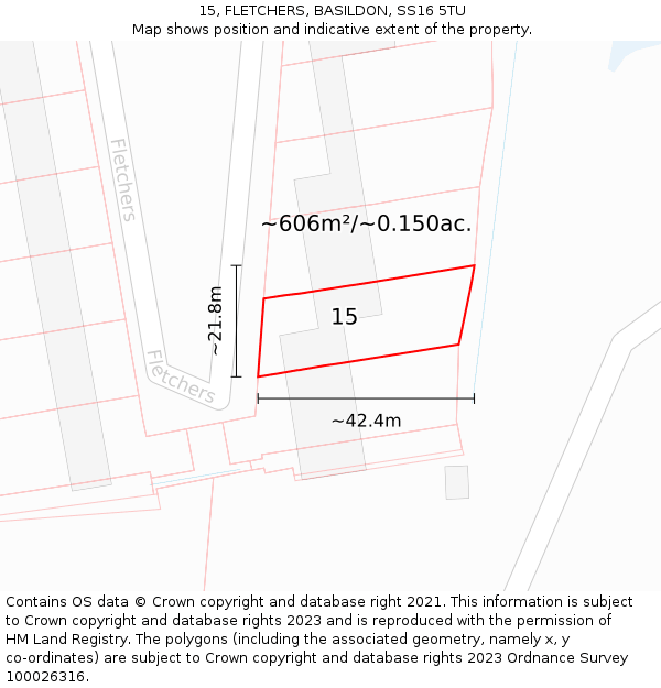 15, FLETCHERS, BASILDON, SS16 5TU: Plot and title map