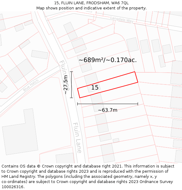 15, FLUIN LANE, FRODSHAM, WA6 7QL: Plot and title map
