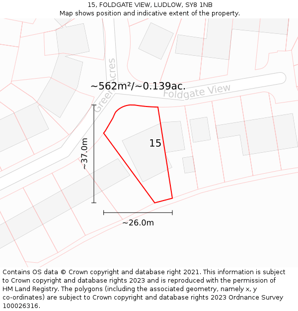 15, FOLDGATE VIEW, LUDLOW, SY8 1NB: Plot and title map