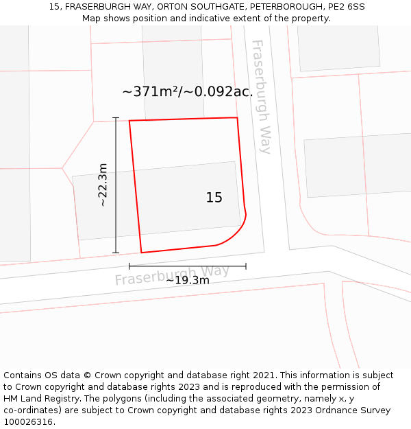 15, FRASERBURGH WAY, ORTON SOUTHGATE, PETERBOROUGH, PE2 6SS: Plot and title map