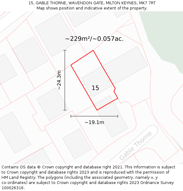 15, GABLE THORNE, WAVENDON GATE, MILTON KEYNES, MK7 7RT: Plot and title map