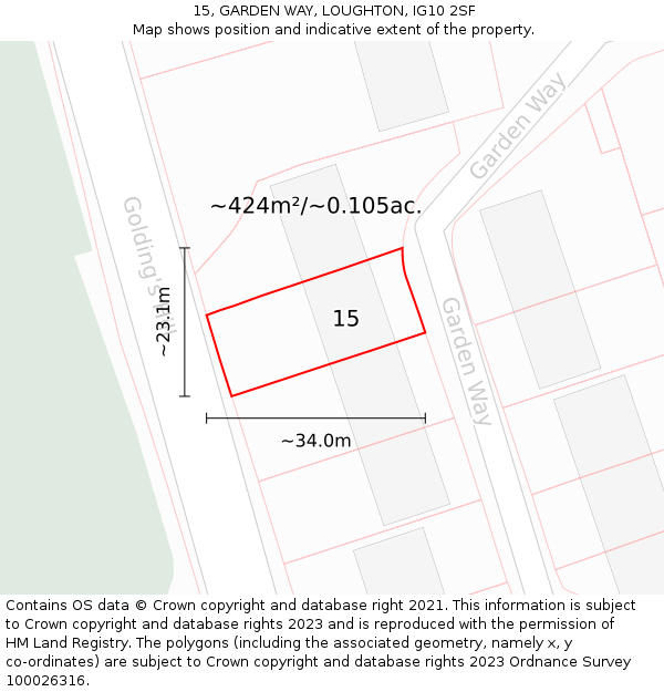15, GARDEN WAY, LOUGHTON, IG10 2SF: Plot and title map