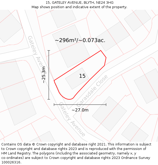 15, GATELEY AVENUE, BLYTH, NE24 3HG: Plot and title map