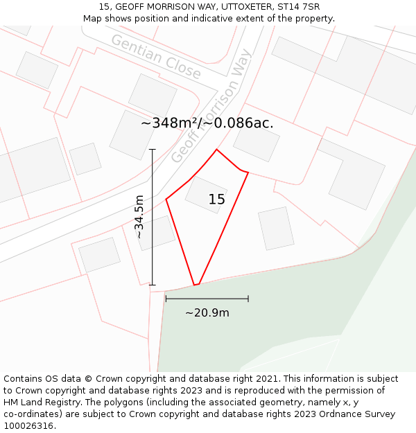 15, GEOFF MORRISON WAY, UTTOXETER, ST14 7SR: Plot and title map