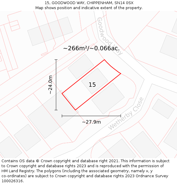 15, GOODWOOD WAY, CHIPPENHAM, SN14 0SX: Plot and title map