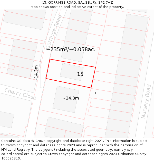 15, GORRINGE ROAD, SALISBURY, SP2 7HZ: Plot and title map