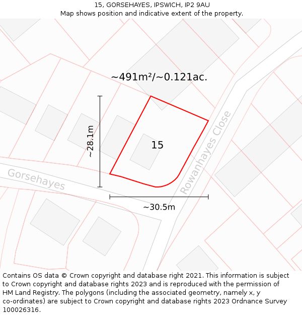 15, GORSEHAYES, IPSWICH, IP2 9AU: Plot and title map