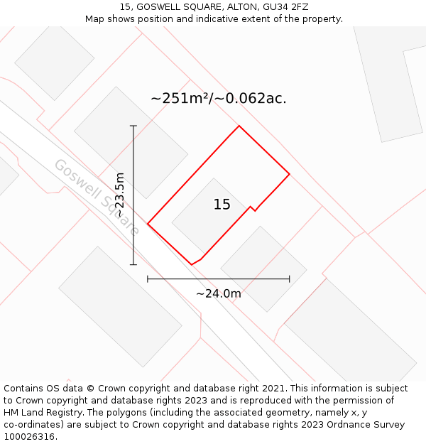 15, GOSWELL SQUARE, ALTON, GU34 2FZ: Plot and title map