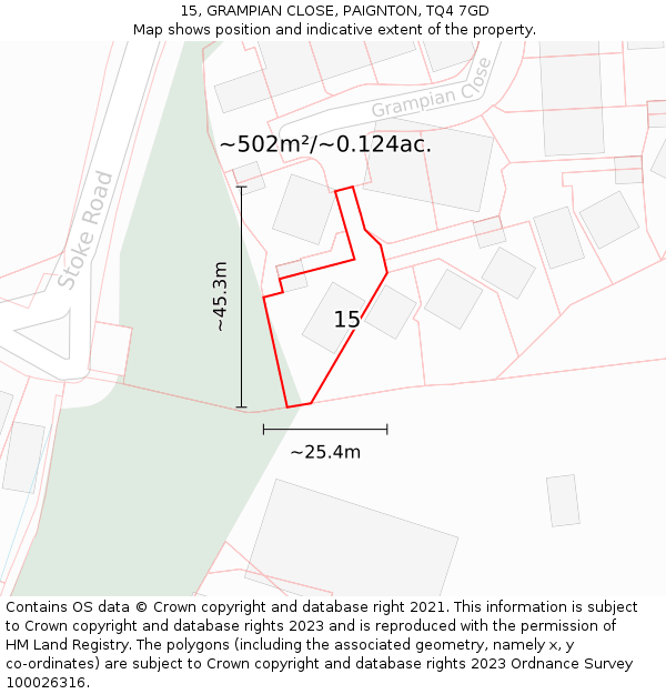 15, GRAMPIAN CLOSE, PAIGNTON, TQ4 7GD: Plot and title map