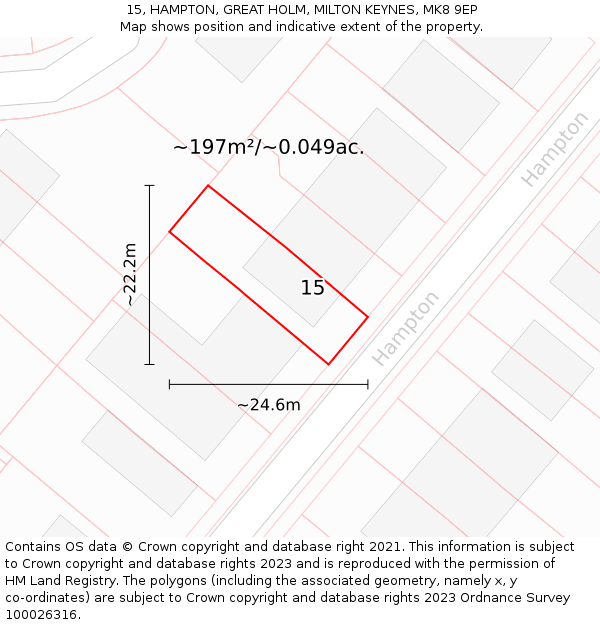 15, HAMPTON, GREAT HOLM, MILTON KEYNES, MK8 9EP: Plot and title map