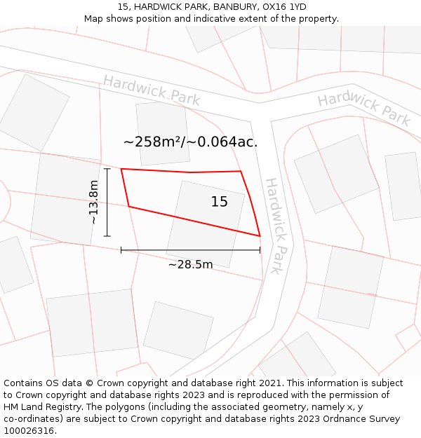 15, HARDWICK PARK, BANBURY, OX16 1YD: Plot and title map