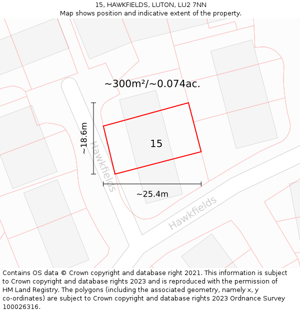 15, HAWKFIELDS, LUTON, LU2 7NN: Plot and title map